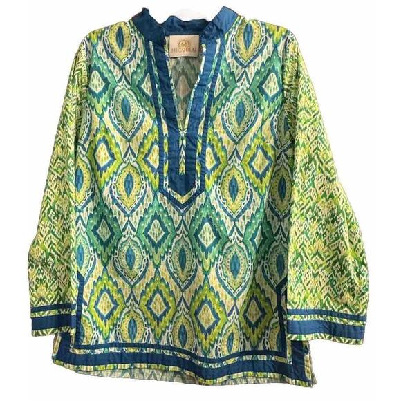 Nicoblu Tops - Nicoblu Blouse Medium Womens Top Ikat Print Resort Travel beachy casual